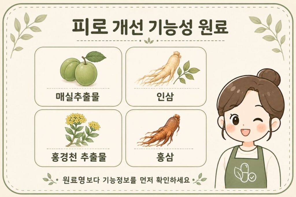 피로회복 영양제에서 확인할 매실추출물 인삼 홍경천 추출물 홍삼 기능성 원료