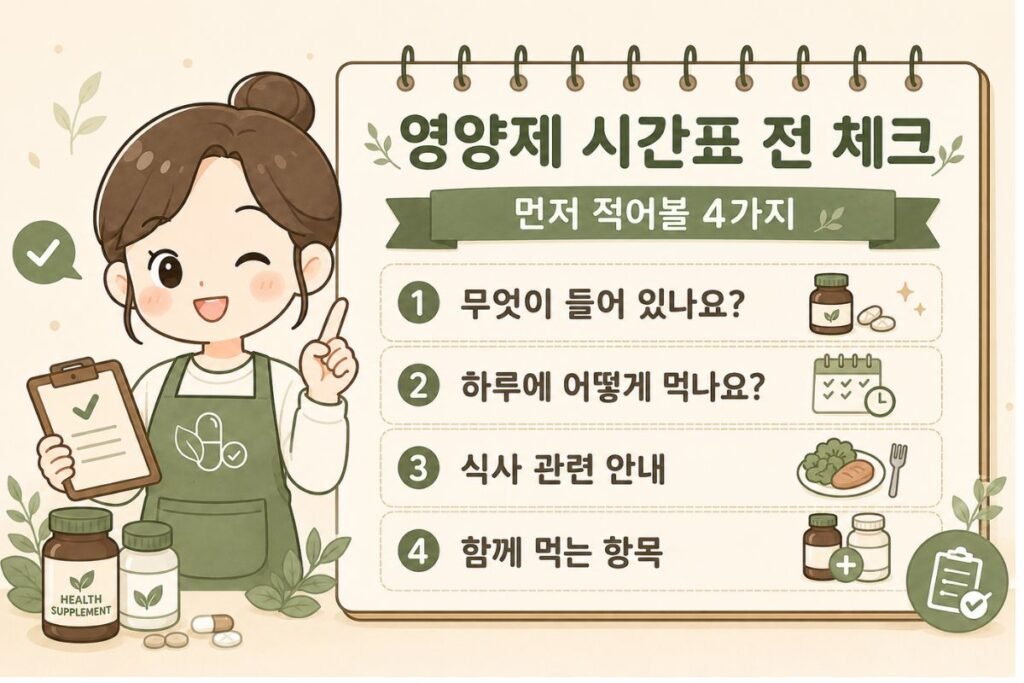 영양제 먹는 순서 정리 전 4가지 체크리스트 안내 이미지