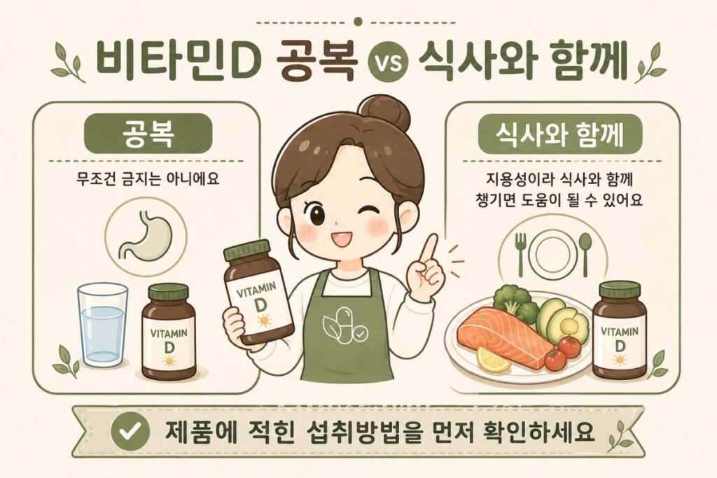 비타민D 먹는 시간과 공복·식사와 함께 섭취할 때 확인할 기준 비교