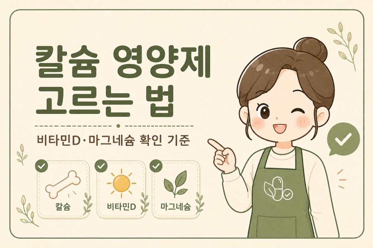 칼슘 영양제 고르는 법과 비타민D·마그네슘 확인 기준을 안내하는 하루기준 썸네일