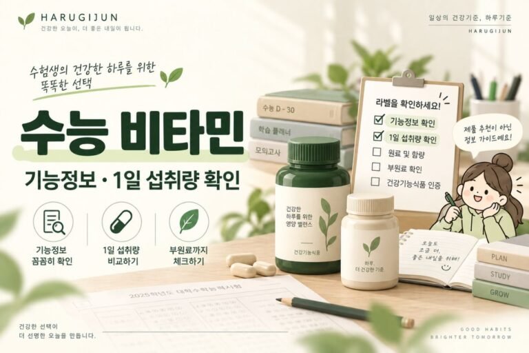 수능 비타민 고르는 법, 수험생 건강기능식품에서 확인할 기능정보와 1일 섭취량