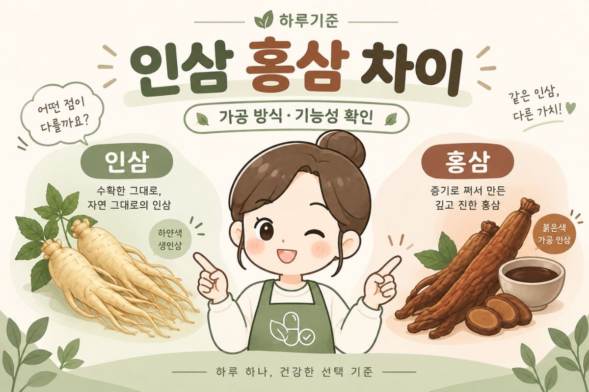 인삼 홍삼 차이와 가공 방식·기능성 확인 기준