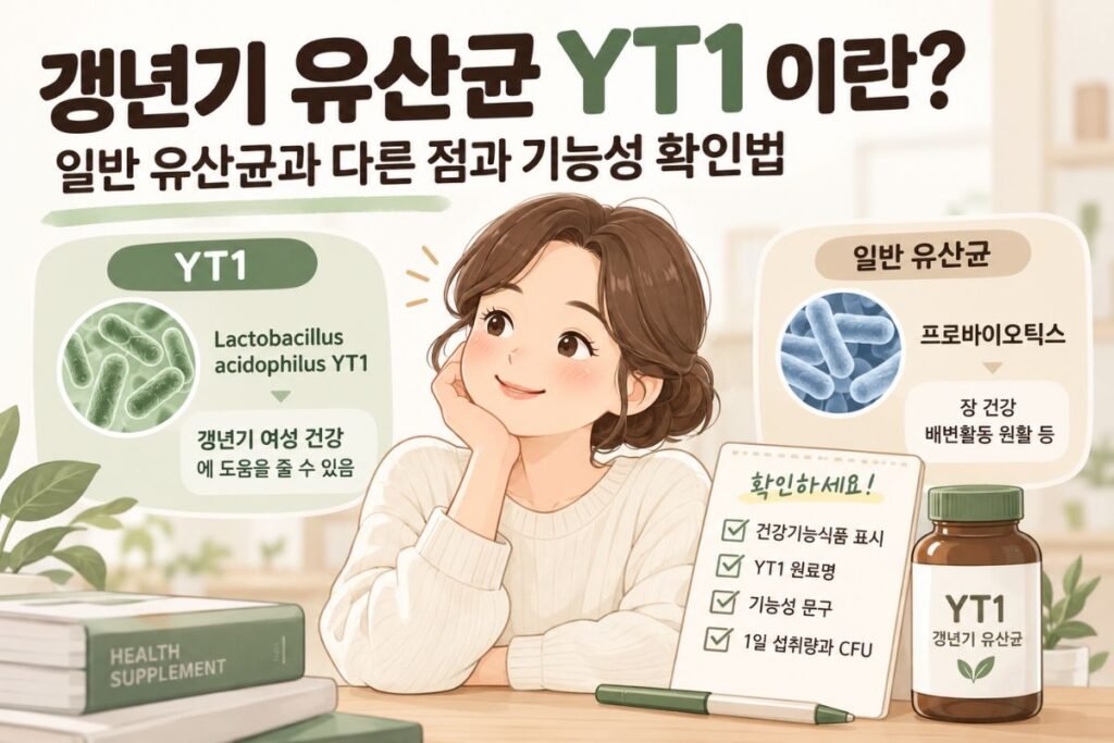 갱년기 유산균 YT1과 일반 프로바이오틱스 기능성 차이 및 제품 확인 기준