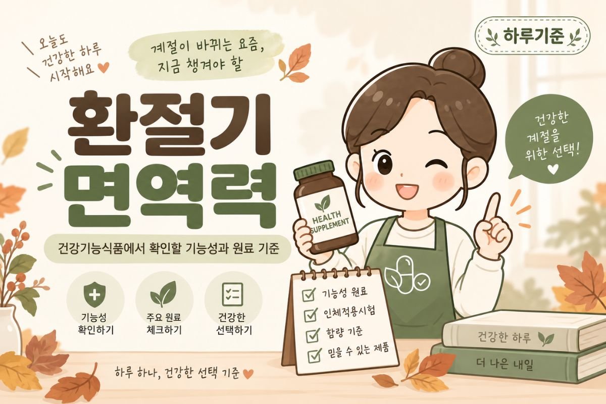 환절기 면역력 건강기능식품의 기능성과 원료 확인 기준을 안내하는 하루기준 썸네일